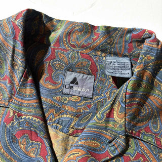 90's Liz Claiborne ペイズリー柄 レーヨン オープンカラー シャツ