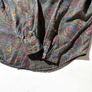 90's Liz Claiborne ペイズリー柄 レーヨン オープンカラー シャツ