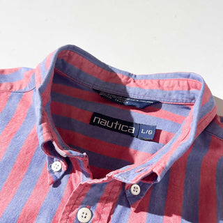 90's nautica ボタンダウン マルチストライプ S/S シャツ