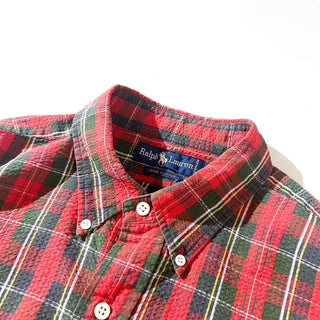 OLD Ralph Lauren シアサッカー チェック ボタンダウン L/S シャツ