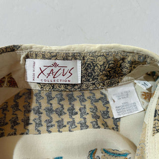 80's "made in ITALY" Xacus 総柄 レーヨン L/S シャツ