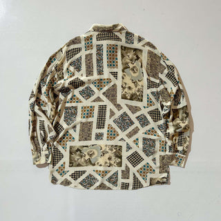 80's "made in ITALY" Xacus 総柄 レーヨン L/S シャツ