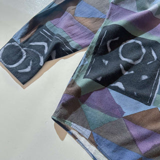 80's TRADIZIONI 総柄 デザイン レーヨン L/S シャツ