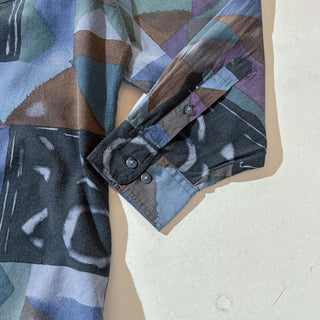 80's TRADIZIONI 総柄 デザイン レーヨン L/S シャツ