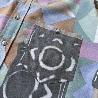 80's TRADIZIONI 総柄 デザイン レーヨン L/S シャツ