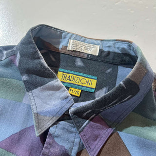 80's TRADIZIONI 総柄 デザイン レーヨン L/S シャツ