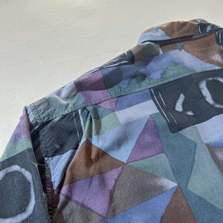 80's TRADIZIONI 総柄 デザイン レーヨン L/S シャツ