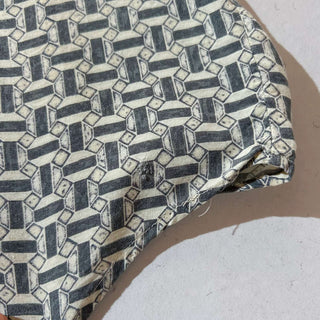 80's M.E.SPORT 総柄 レーヨン バンドカラー  L/S シャツ