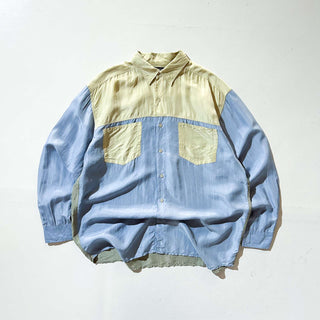 90's Bellissimo クレイジーパターン ダブルポケット シルク L/S シャツ