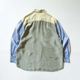 90's Bellissimo クレイジーパターン ダブルポケット シルク L/S シャツ