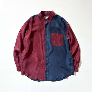 90's The silk shirt company クレイジーパターン シルク L/S シャツ