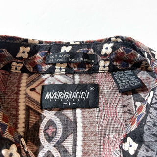 80's Margucci レーヨン 織柄 S/S シャツ
