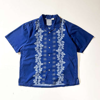 90's 刺繍 ライン 開襟 S/S シャツ