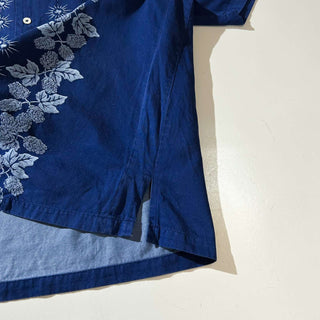 90's 刺繍 ライン 開襟 S/S シャツ