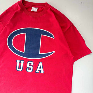 90's "MADE IN USA" Champion ビッグロゴ プリント Tシャツ