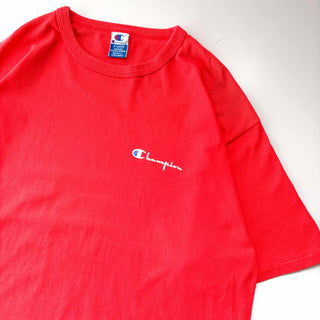 90's "MADE IN USA" Champion ロゴ プリント Tシャツ (レッド)