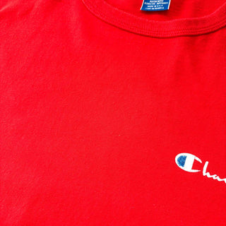 90's "MADE IN USA" Champion ロゴ プリント Tシャツ (レッド)