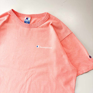 90's "MADE IN USA" Champion ロゴプリント フェード Tシャツ (ピンク)