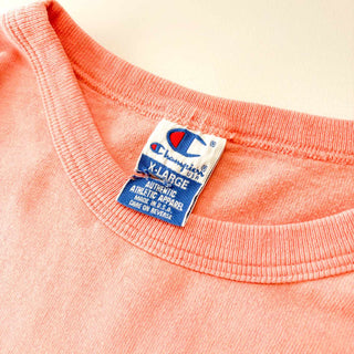 90's "MADE IN USA" Champion ロゴプリント フェード Tシャツ (ピンク)