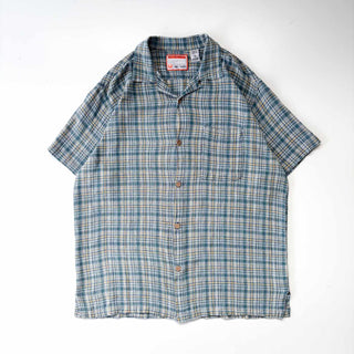 00's BUGLE BOY コットンガーゼ チェック オープンカラー S/S シャツ