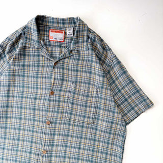 00's BUGLE BOY コットンガーゼ チェック オープンカラー S/S シャツ