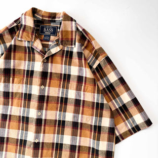00's G.H.BASS オーバーサイズド チェック オープンカラー S/S シャツ