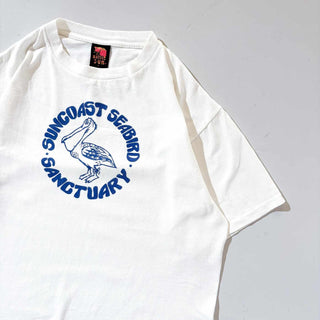 90's ペリカン カレッジ風プリント Tシャツ