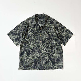 00's IZOD GOLF 総柄 オープンカラー ヘビーシルク S/S シャツ