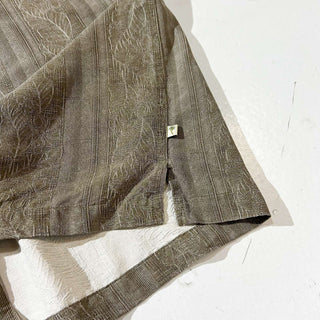 00's  Island shores 総柄 ライン オープンカラー ヘビーシルク S/S シャツ