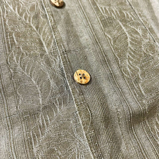 00's  Island shores 総柄 ライン オープンカラー ヘビーシルク S/S シャツ