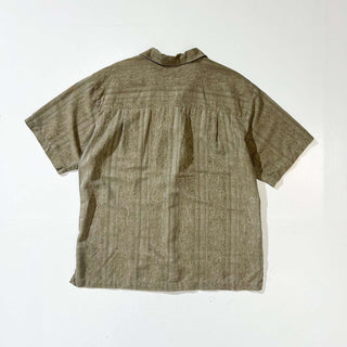 00's  Island shores 総柄 ライン オープンカラー ヘビーシルク S/S シャツ