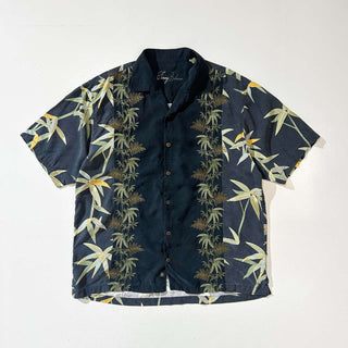 00's TOMMY BAHAMA 総柄 オープンカラー ヘビーシルク S/S シャツ