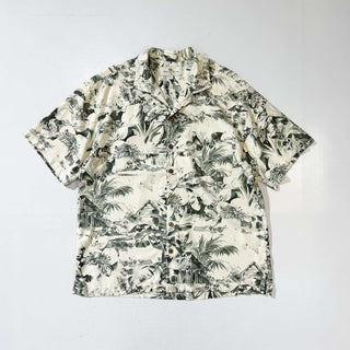 00's Island shores 和柄 総柄 オープンカラー ヘビーシルク S/S シャツ