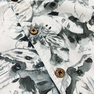 00's Island shores 和柄 総柄 オープンカラー ヘビーシルク S/S シャツ