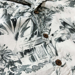 00's Island shores 和柄 総柄 オープンカラー ヘビーシルク S/S シャツ