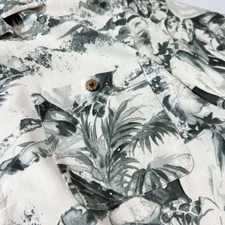 00's Island shores 和柄 総柄 オープンカラー ヘビーシルク S/S シャツ