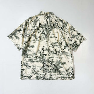 00's Island shores 和柄 総柄 オープンカラー ヘビーシルク S/S シャツ