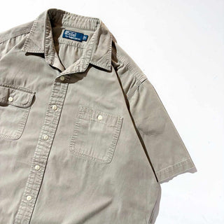 90's Ralph Lauren "ガチャポケ" コットン ワーク S/S シャツ