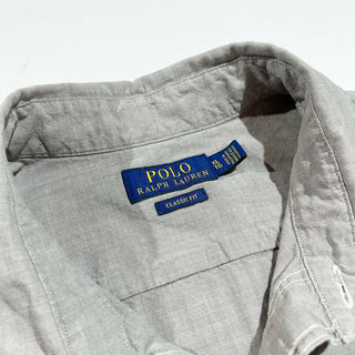 Ralph Lauren ダブルポケット 無地 S/S シャツ(チャコールグレー)