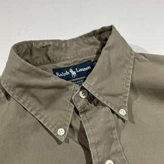 Ralph Lauren ボタンダウン 無地 S/S シャツ(カーキ)