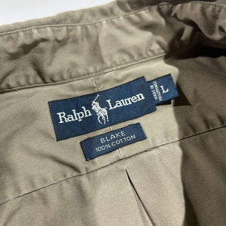 Ralph Lauren ボタンダウン 無地 S/S シャツ(カーキ)