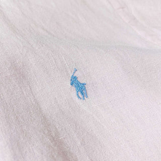 Ralph Lauren ボタンダウン リネン 無地 S/S シャツ(ピンク)