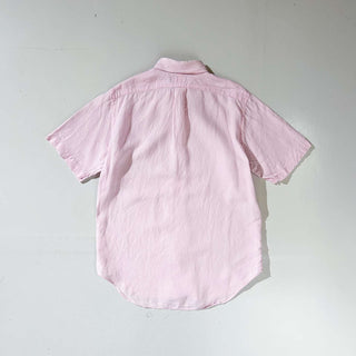 Ralph Lauren ボタンダウン リネン 無地 S/S シャツ(ピンク)