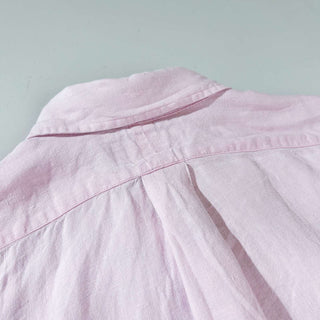 Ralph Lauren ボタンダウン リネン 無地 S/S シャツ(ピンク)