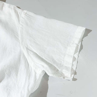 Ralph Lauren ボタンダウン リネン 無地 S/S シャツ(ホワイト)