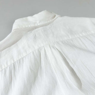 Ralph Lauren ボタンダウン リネン 無地 S/S シャツ(ホワイト)