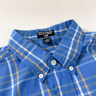 "made in USA" POLO JEANS ボタンダウン チェック S/S シャツ