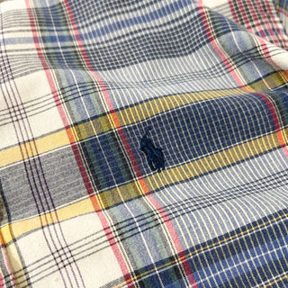 OLD Ralph Lauren "HAND WOVEN" ボタンダウン チェック S/S シャツ(ブルー×レッド)