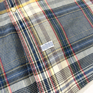 OLD Ralph Lauren "HAND WOVEN" ボタンダウン チェック S/S シャツ(ブルー×レッド)