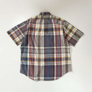 OLD Ralph Lauren "HAND WOVEN" ボタンダウン チェック S/S シャツ(ブルー×レッド)